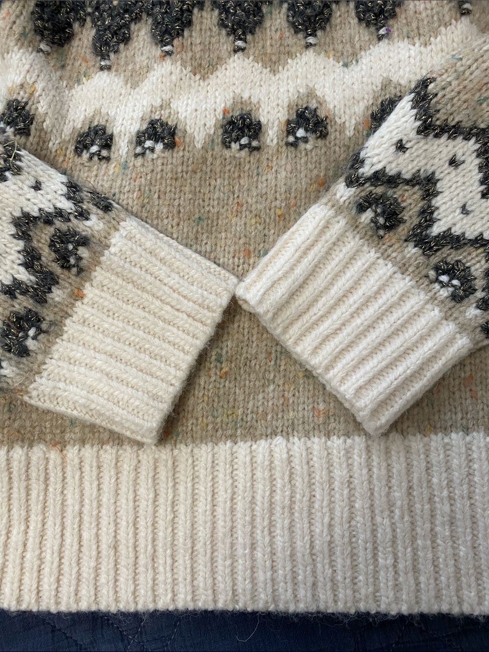 Fair Isle Turtleneck Sweater In Neutral Tones Sz S - Picture 5 of 13